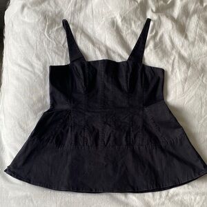 Tibi Stretch Cotton Navy Peplum Top Size 10